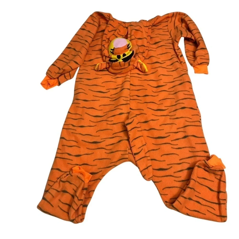 Tiger Striped Orange and Yellow Kids Footie Pajamas